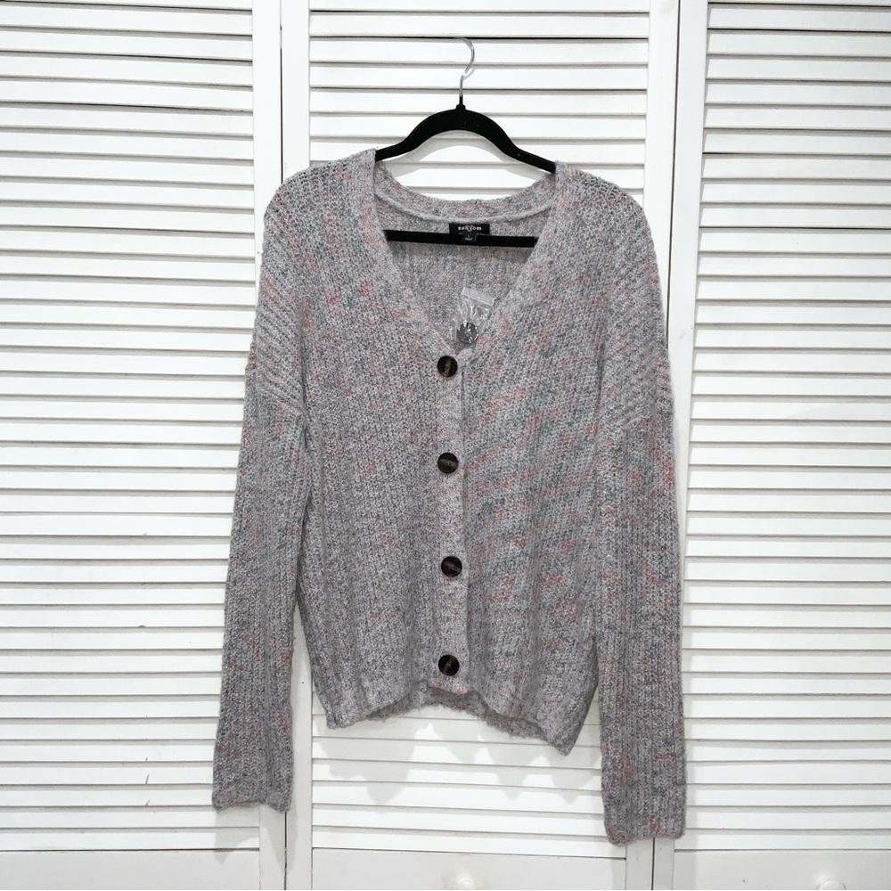 Ransom Gray Marled Knit Cardigan Sweater